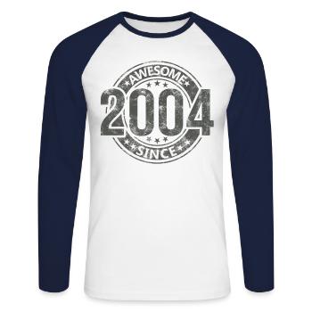 Awesome Since Vintage 2004 Retro Birthday - Unisex Long Sleeve Baseball T-Shirt - white/navy - Front - Nik (191cm)