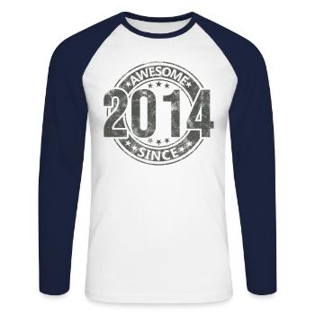 Awesome Since Jahrgang 2014 Retro Geburtstag - Unisex Baseballshirt langarm - Weiß/Navy - Vorne - Nik (191cm)