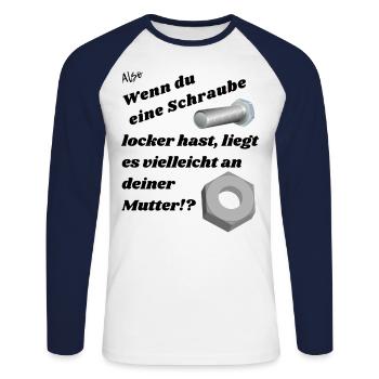 Wenn du eine Schraube locker hast. - Unisex Baseballshirt langarm - Weiß/Navy - Vorne - Nik (191cm)