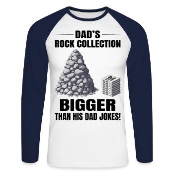 Mountain Rock Collecting Dad Collector Humorous - Unisex Long Sleeve Baseball T-Shirt - white/navy - Front - Nik (191cm)