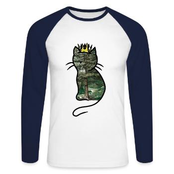 Cat Forest Queen Fantasy Cats Fairy Tale Character - Unisex Long Sleeve Baseball T-Shirt - white/navy - Front - Nik (191cm)