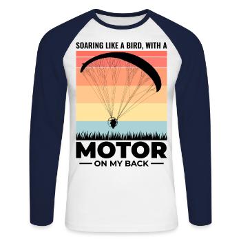 Motorschirmpilot Motorschirm Motorschirm - Unisex Baseballshirt langarm - Weiß/Navy - Vorne - Nik (191cm)