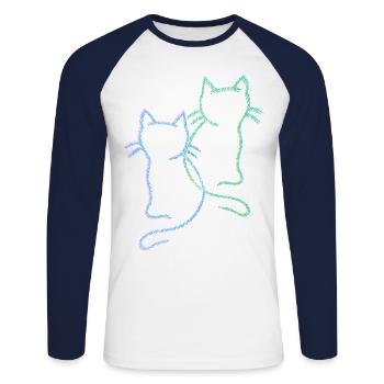 80s 90s Cats Cat Child Kids Baby - Unisex Long Sleeve Baseball T-Shirt - white/navy - Front - Nik (191cm)
