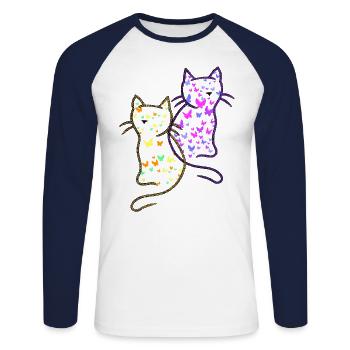 années 80 des années 90 chats chat été enfant enfants bébé - T-shirt baseball manches longues Homme - blanc/marine - Devant - Nik (191cm)