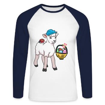 80s 90s Lamb Lambs Sheep Sheep Easter - Unisex Long Sleeve Baseball T-Shirt - white/navy - Front - Nik (191cm)