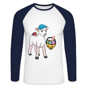 Sheep Sheep Lamb Easter Easter Eggs - Unisex Long Sleeve Baseball T-Shirt - white/navy - Front - Nik (191cm)