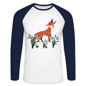 Perce-neige printanier Renards Renards - T-shirt baseball manches longues Homme - blanc/marine - Devant - Nik (191cm)