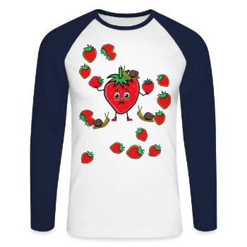 Garden Strawberry Strawberries Fruit Fruits Snail - Unisex Long Sleeve Baseball T-Shirt - white/navy - Front - Nik (191cm)
