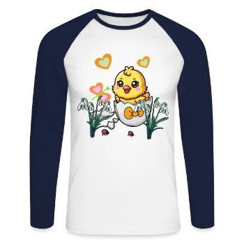 Easter Egg Easter Chick Retro Eggs Egg Kids - Unisex Long Sleeve Baseball T-Shirt - white/navy - Front - Nik (191cm)