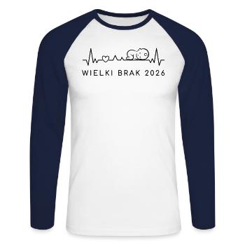 I'm going to be a big brother 2026 Heartbeat Polish - Unisex Long Sleeve Baseball T-Shirt - white/navy - Front - Nik (191cm)