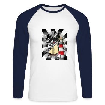 Lighthouse Sailing Ship Compass Maritime - Unisex Long Sleeve Baseball T-Shirt - white/navy - Front - Nik (191cm)