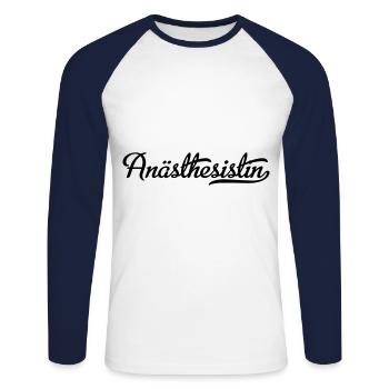 anesthetist - Unisex Long Sleeve Baseball T-Shirt - white/navy - Front - Nik (191cm)