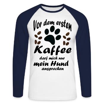Kaffee Hund - Unisex Baseballshirt langarm - Weiß/Navy - Vorne - Nik (191cm)