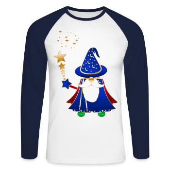 Assistant Wizzy - T-shirt baseball manches longues Homme - blanc/marine - Devant - Nik (191cm)