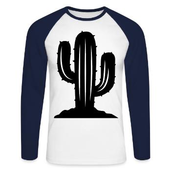 Cactus symbol - Unisex Long Sleeve Baseball T-Shirt - white/navy - Front - Nik (191cm)