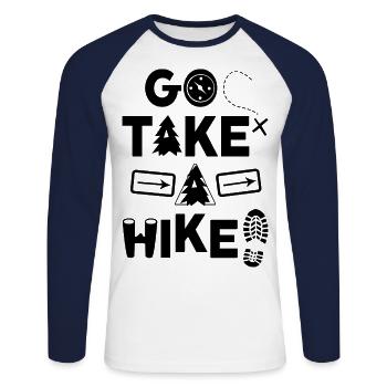 Go Take A Hike Hiker Mountaineering Alps Mountain - Unisex Baseballshirt langarm - Weiß/Navy - Vorne - Nik (191cm)