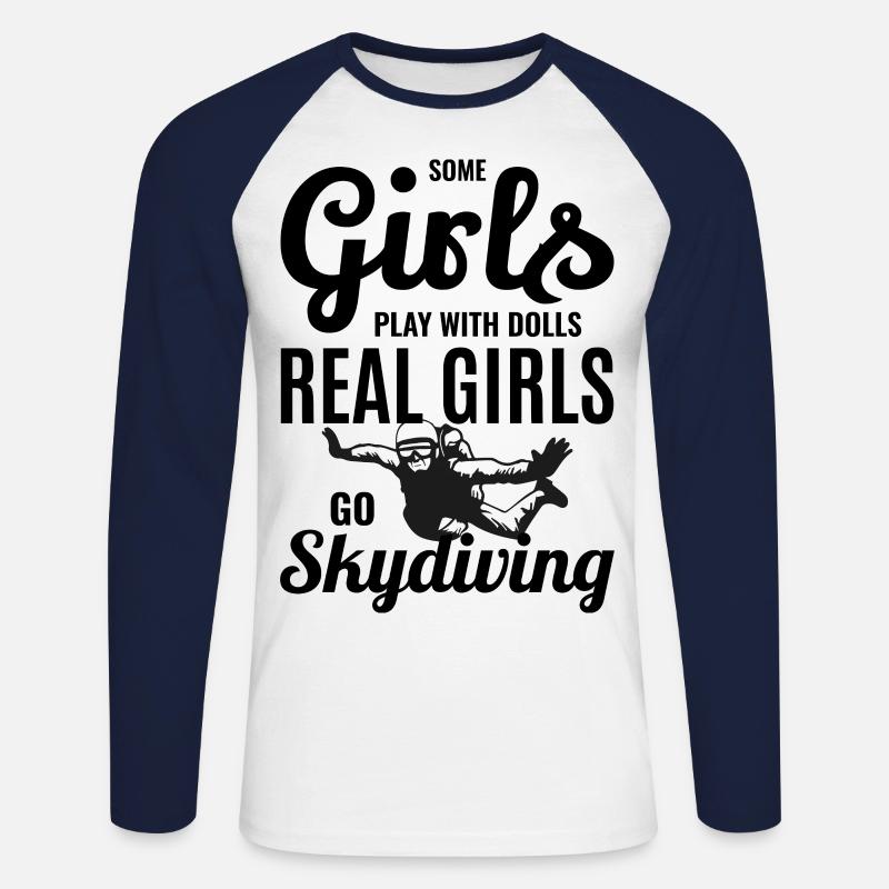 Skydiving Skydive Parachuting Skydiver - Unisex Long Sleeve Baseball T-Shirt - white/navy