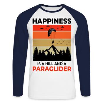 Pilote de parapente Parapente Aventures Bonheur - T-shirt baseball manches longues Homme - blanc/marine - Devant - Nik (191cm)