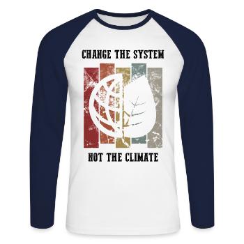 Student demo against climate change - Unisex Long Sleeve Baseball T-Shirt - white/navy - Front - Nik (191cm)