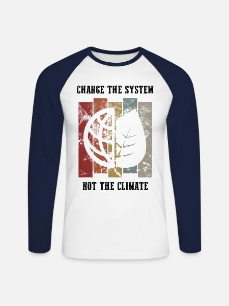 Student demo against climate change - Unisex Long Sleeve Baseball T-Shirt - white/navy