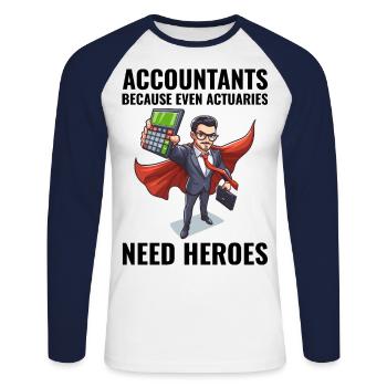 Accountant Accounting Bookkeeping Finance Funny - Unisex Long Sleeve Baseball T-Shirt - white/navy - Front - Nik (191cm)