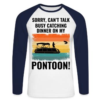 Pontonboot Motorboot Leises Angeln Retro - Unisex Baseballshirt langarm - Weiß/Navy - Vorne - Nik (191cm)