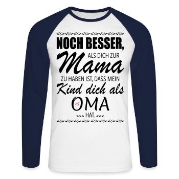 Muttertagsgeschenk Beste Mama Muttertag - Unisex Baseballshirt langarm - Weiß/Navy - Vorne - Nik (191cm)