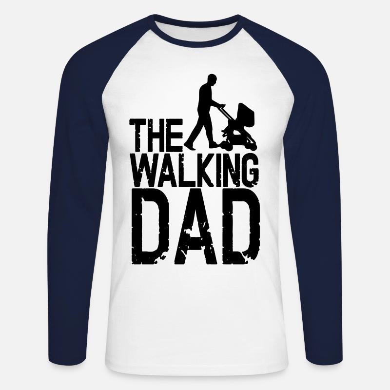 The Walking Dad - Unisex Baseballshirt langarm - Weiß/Navy