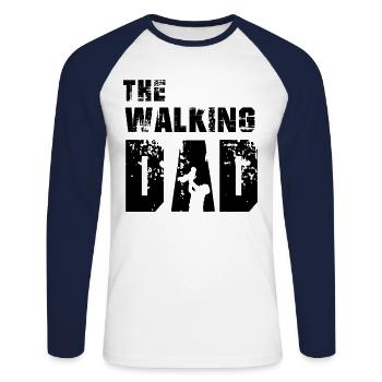 The Walking Dad - Unisex Baseballshirt langarm - Weiß/Navy - Vorne - Nik (191cm)