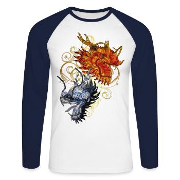 Chinese dragon - Unisex Long Sleeve Baseball T-Shirt - white/navy - Front - Nik (191cm)