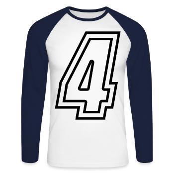4 Numéro de numéro - T-shirt baseball manches longues Homme - blanc/marine - Devant - Nik (191cm)