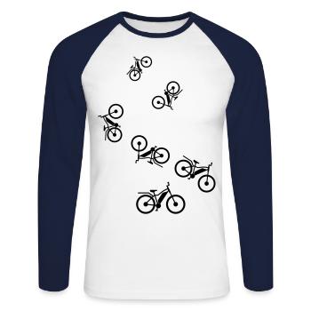 ebike fahrrad - Unisex Baseballshirt langarm - Weiß/Navy - Vorne - Nik (191cm)