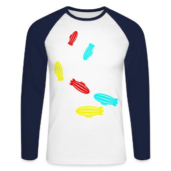 Zeppelin Icon Symbol - Unisex Baseballshirt langarm - Weiß/Navy - Vorne - Nik (191cm)
