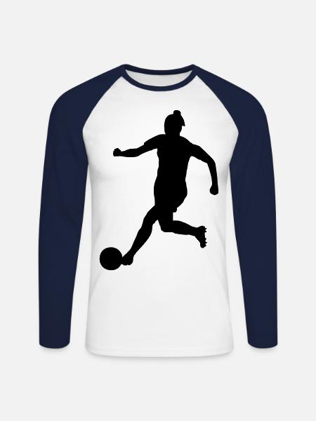 Frauenfußball - Unisex Baseballshirt langarm - Weiß/Navy