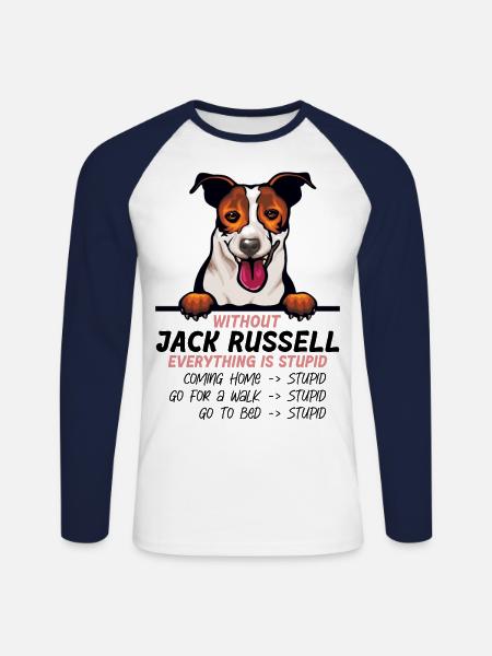 Ohne Jack Russell ist alles doof - Unisex Baseballshirt langarm - Weiß/Navy