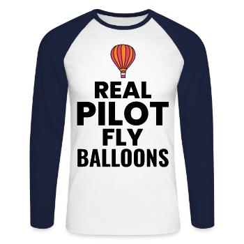 Montgolfière Montgolfière Montgolfière - T-shirt baseball manches longues Homme - blanc/marine - Devant - Nik (191cm)