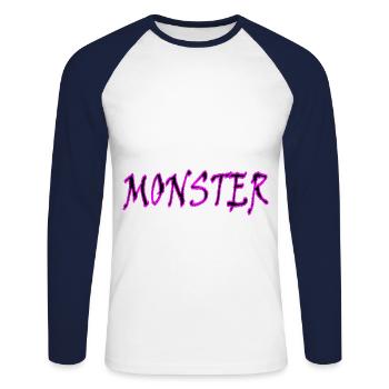 monster - Unisex Baseballshirt langarm - Weiß/Navy - Vorne - Nik (191cm)