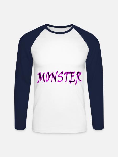 monstre - T-shirt baseball manches longues Homme - blanc/marine
