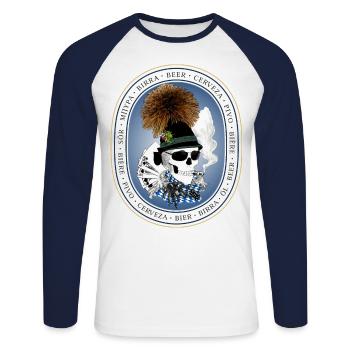 Wiesn-skull - T-shirt baseball manches longues Homme - blanc/marine - Devant - Nik (191cm)