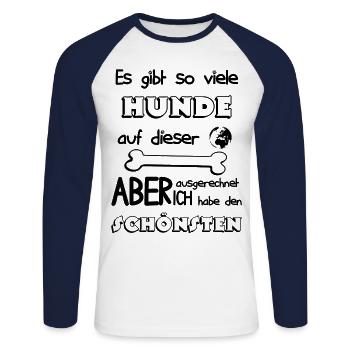 Many dogs mine is the most beautiful gift idea - Unisex Long Sleeve Baseball T-Shirt - white/navy - Front - Nik (191cm)