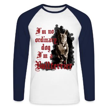 Running Bull Terrier - Unisex Long Sleeve Baseball T-Shirt - white/navy - Front - Nik (191cm)