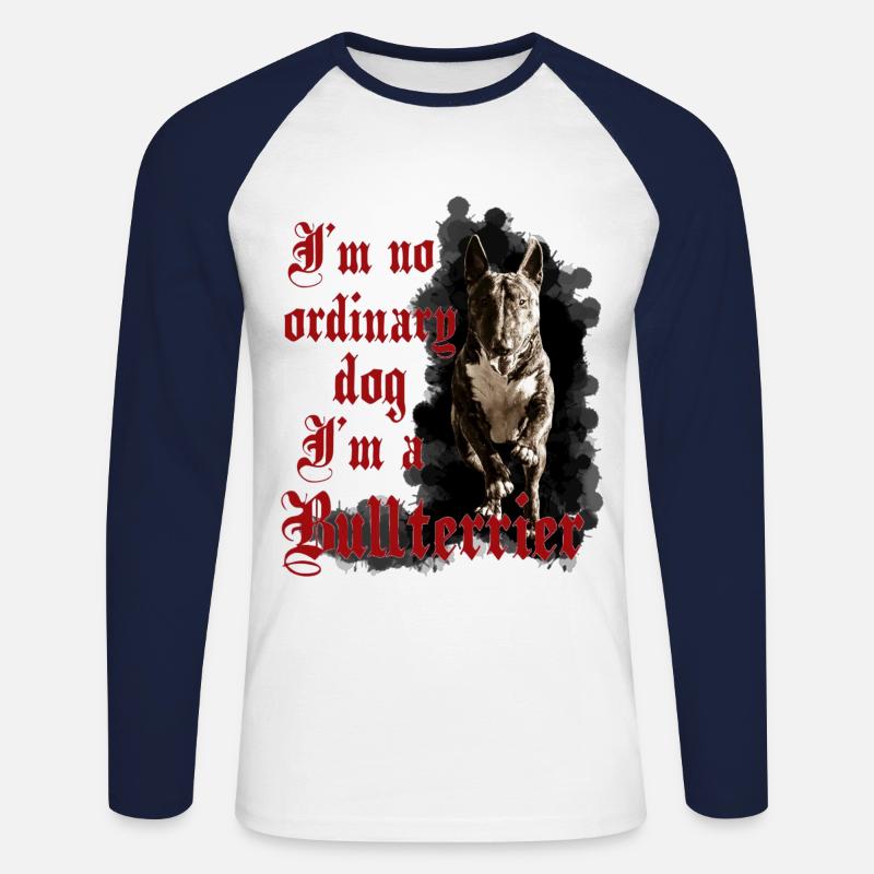 Running Bullterrier - Unisex Baseballshirt langarm - Weiß/Navy