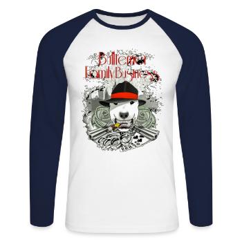 Bull Terrier - It's Family Business - Unisex Long Sleeve Baseball T-Shirt - white/navy - Front - Nik (191cm)