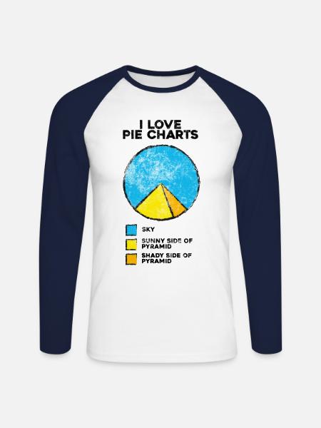 Pie pyramide, jeg elsker cirkeldiagrammer, Humor Funny Life - Langærmet herre-baseballshirt - hvid/marineblå