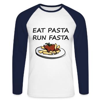 Pasta noodles Funny sayings - Unisex Long Sleeve Baseball T-Shirt - white/navy - Front - Nik (191cm)