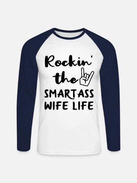 Ehefrau Hausfrau Geschenk - Unisex Baseballshirt langarm - Weiß/Navy