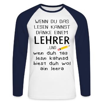 Teacher out of conviction teaching passion - Unisex Long Sleeve Baseball T-Shirt - white/navy - Front - Nik (191cm)