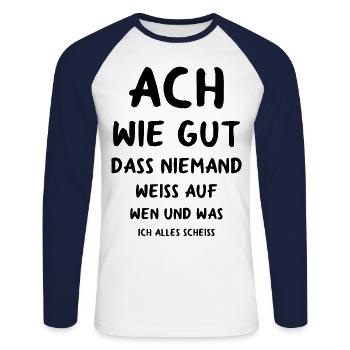 Funny Saying Gift Funny Funny Sayings - Unisex Long Sleeve Baseball T-Shirt - white/navy - Front - Nik (191cm)