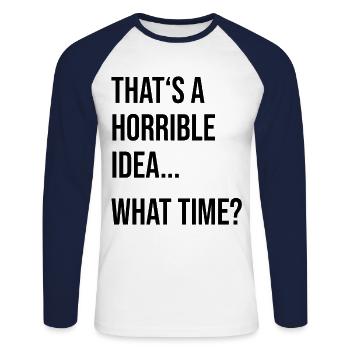 Funny Saying Gift Funny Funny Sayings - Unisex Long Sleeve Baseball T-Shirt - white/navy - Front - Nik (191cm)