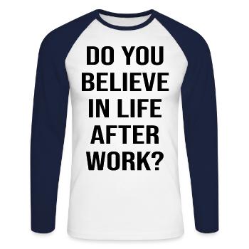 Funny Saying Gift Funny Funny Sayings - Unisex Long Sleeve Baseball T-Shirt - white/navy - Front - Nik (191cm)